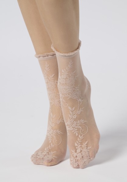 Oroblu - Elegante, transparente Söckchen mit blumigem Spitzenmuster