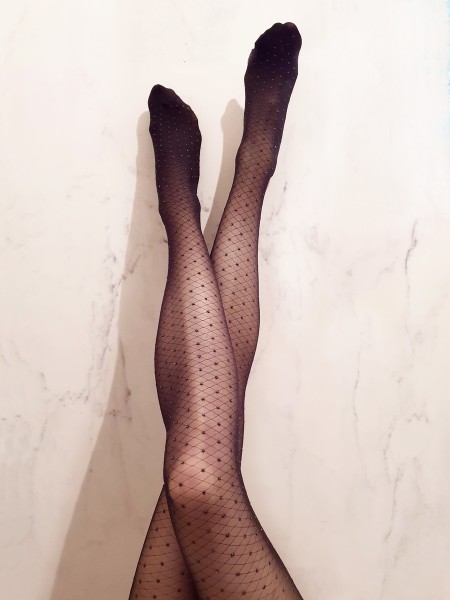 Gabriella - Feinstrumpfhose mit Netzoptik und Tupfenmuster, 20 DEN