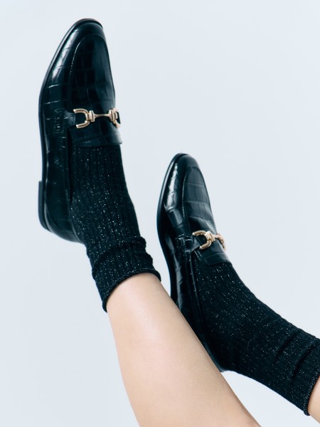 Fiore - Gerippte Langsocken mit Baumwolle und Glitzer-Effekt, ohne Bündchen