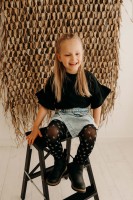 Fiore - Elegante Strumpfhose für Mädchen mit silbern glitzerndem Sternchenmuster Fiore - Elegante Strumpfhose für Mädchen mit silbern glitzerndem Sternchenmuster