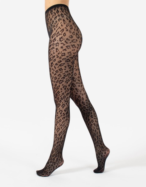 Cette - Weiche Netzstrumpfhose mit Animal-Print und nahtlosem Höschenteil